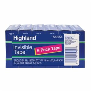 Highland Invisible Tape, 6200K6, 3/4 in x 1000 in (19 mm x 25,4 m) 6 Pack image Highland Invisible Tape, 6200K6, 3/4 in x 1000 in (19 mm x 25,4 m) 6 Packimage