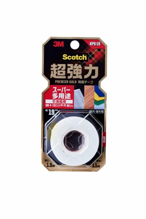 スコッチ® 超強力両面テープ プレミアゴールド スーパー多用途 KPS-19 