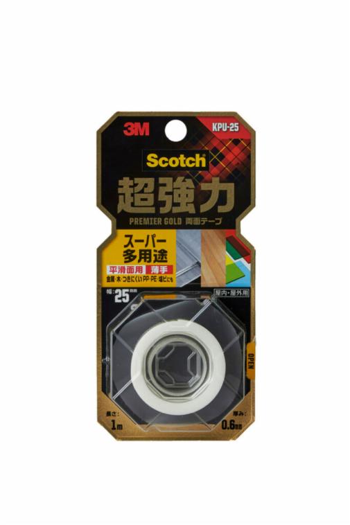 スコッチ® 超強力両面テープ プレミアゴールド [スーパー多用途] 薄手タイプ KPU-25