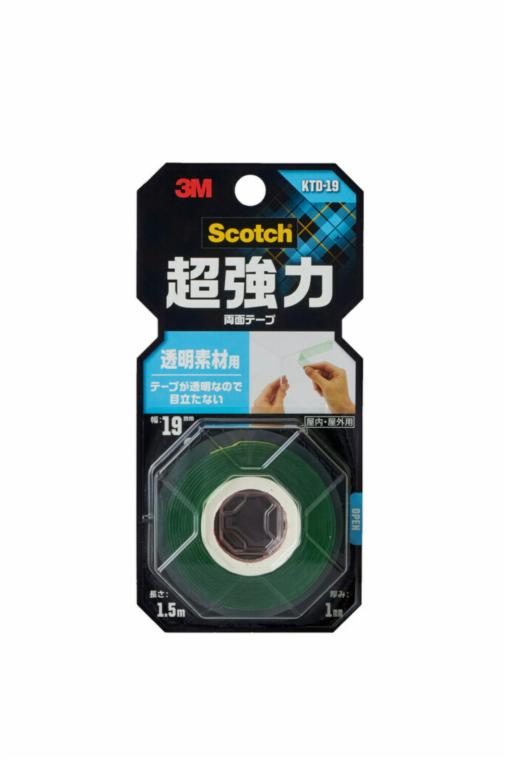 スコッチ® 超強力両面テープ 透明素材用 KTD-19, 透明, 19 mm x 1.5 m 