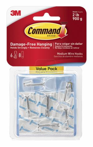 Command Medium Wire Toggle Hook 17065CLR-6-VP-UKN, Clear, 6 Hook+8 Strip/Pack, 12 Pack/Case image Command Medium Wire Toggle Hook 17065CLR-6-VP-UKN, Clear, 6 Hook+8 Strip/Pack, 12 Pack/Caseimage