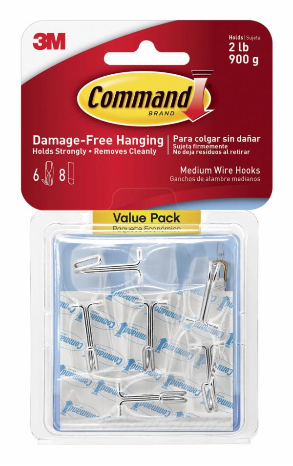 Command Medium Wire Toggle Hook 17065CLR-6-VP-UKN
