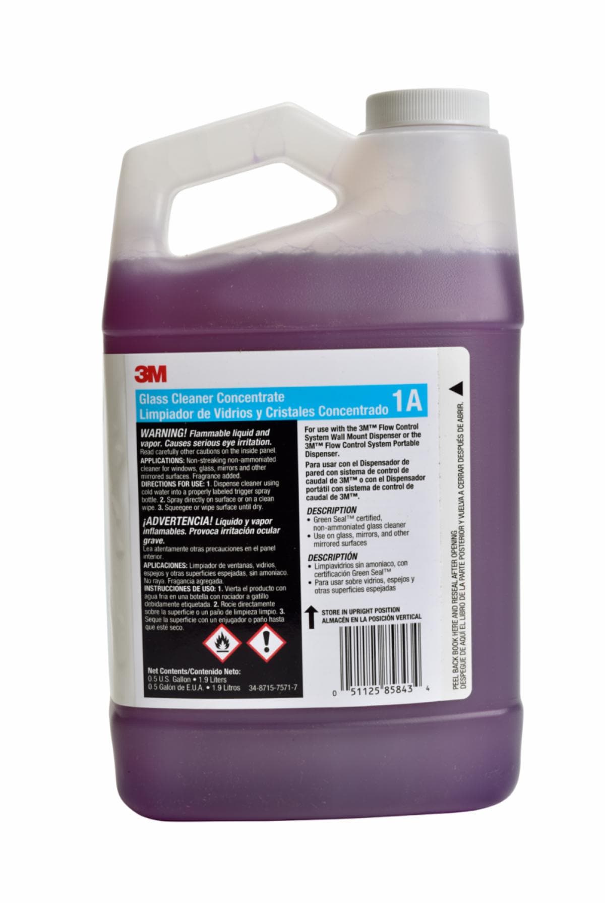 3M™ Glass Cleaner Concentrate 1A, 0.5 Gallon, 4/Case 3M United States