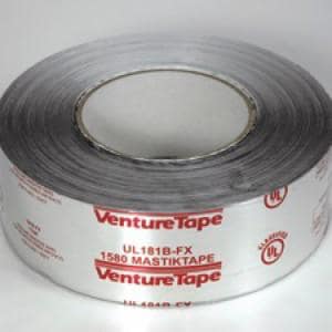 3M™ Venture Tape UL181B-FX Mastik Foil Tape 1580-P, Silver, 2 in x 100 ft, 24 Rolls/Caseimage
