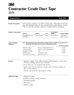 3M™ Contractor Grade Duct Tape 3979 Data Page