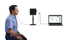 EARfit™ Dual-Ear Test Set-up with Subject, Speaker and Laptop