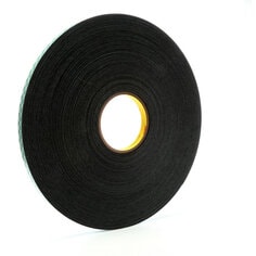 3M™ Dbl Coat Urethane Foam Tape 4052 Black, 1/2inx72yd 1/32 in