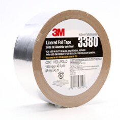 3M(TM) Aluminum Foil Tape 3380 Silver, 48 mm x 45 m 3.25 mil