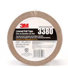 3M(TM) Aluminum Foil Tape 3380 Silver, 72 mm x 45 m 3.25 mil