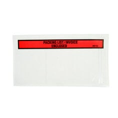 3M™ Top Print Packing List Envelope PLE-T4, 5-1/2 in x 10 in. 3M™ Top Print Packing List Envelope PLE-T4 is a side load, polyethylene envelope top printed with packing list/invoice enclosed (red background with black text) with a strong rubber resin adhesive.,  70006318565