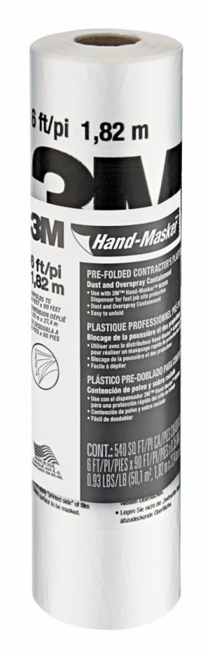 3M™ Hand-Masker Contractor’s Plastic CP6, 6 ft x 90 ft x 0.00035 in, (1,82 m x 27,4 m x .00889 mm), 1 Roll/Packimage