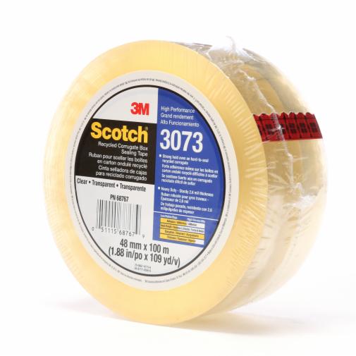 Scotch® High Perf Recycled Corrugate Tape 3073 Clear, 48mmx100 m