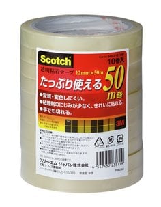 スコッチ® 透明粘着テープ 500 (50m巻 巻芯径76mm) 500-3-12-10P