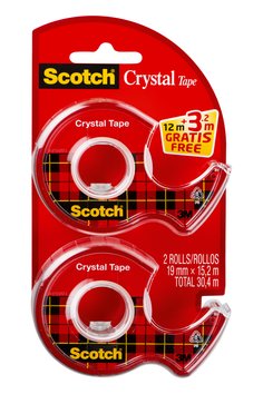 Scotch® Crystal Tape in Dispenser 2 x (19mmx12m) + 3,2m Free0