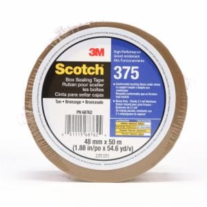 Scotch Box Sealing Tape 375, Tan, 48 mm x 50 m, 36/Case, Individually Wrapped Conveniently Packaged image Scotch Box Sealing Tape 375, Tan, 48 mm x 50 m, 36/Case, Individually Wrapped Conveniently Packagedimage