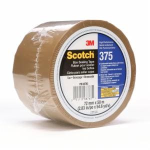 Scotch Box Sealing Tape 375, Tan, 72 mm x 50 m, 24/Case, Individually Wrapped Conveniently Packaged image Scotch Box Sealing Tape 375, Tan, 72 mm x 50 m, 24/Case, Individually Wrapped Conveniently Packagedimage