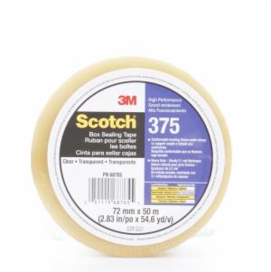 Scotch Box Sealing Tape 375, Clear, 72 mm x 50 m, 24/Case, Individually Wrapped Conveniently Packagedimage