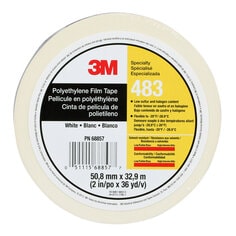 3M™ Polyethylene Film Tape 483 White, 1 in x 36 yd 5.3 mil