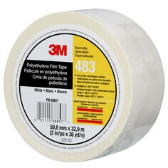 3M™ Polyethylene Film Tape 483 White, 1 in x 36 yd 5.3 mil