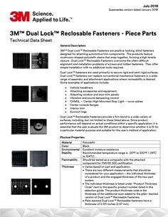 Dual Lock™ Reclosable Fasteners Piece Parts Technical Data Sheet