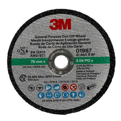3M General Purpose Cut-Off Wheel 01987 — 3 in × 0.040 in