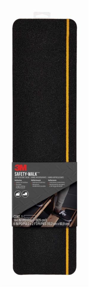 3M™ Safety-Walk Slip Resistant Reflective Tread, 600BY-T6X24, 6 in x 2 ft, Blackimage