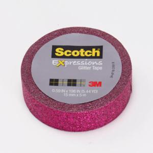 Scotch Expressions Glitter Tape C514-PNK, .59 in x 196 in (15 mm x 5 m), Hot Pink Glitter image Scotch Expressions Glitter Tape C514-PNK, .59 in x 196 in (15 mm x 5 m), Hot Pink Glitterimage