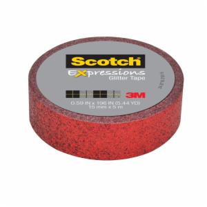 Scotch Expressions Glitter Tape C514-RED, .59 in x 196 in (15 mm x 5 m) Red Glitter image Scotch Expressions Glitter Tape C514-RED, .59 in x 196 in (15 mm x 5 m) Red Glitterimage
