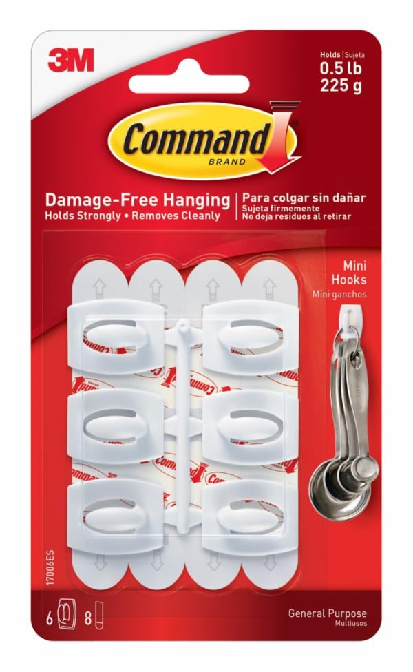 Command Mini White Hooks with White Strips 17006ES