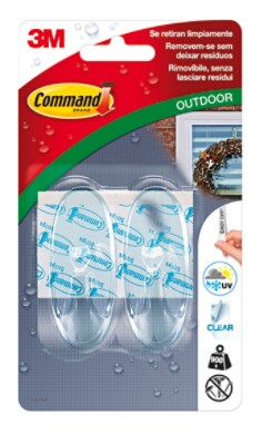 Suportes para Exterior Command™ Transparente 2 Suportes 4 Tiras Médias 900 g