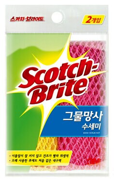 스카치브라이트 그물망사 수세미 2입