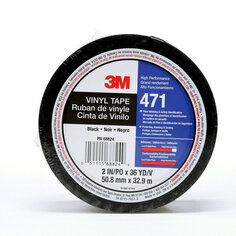 3M™ Vinyl Tape 471 Black, 2 in x 36 yd 5.2 mil