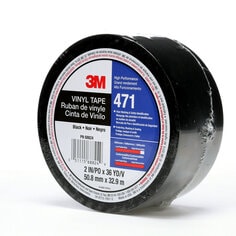 3M™ Vinyl Tape 471 Black, 2 in x 36 yd 5.2 mil