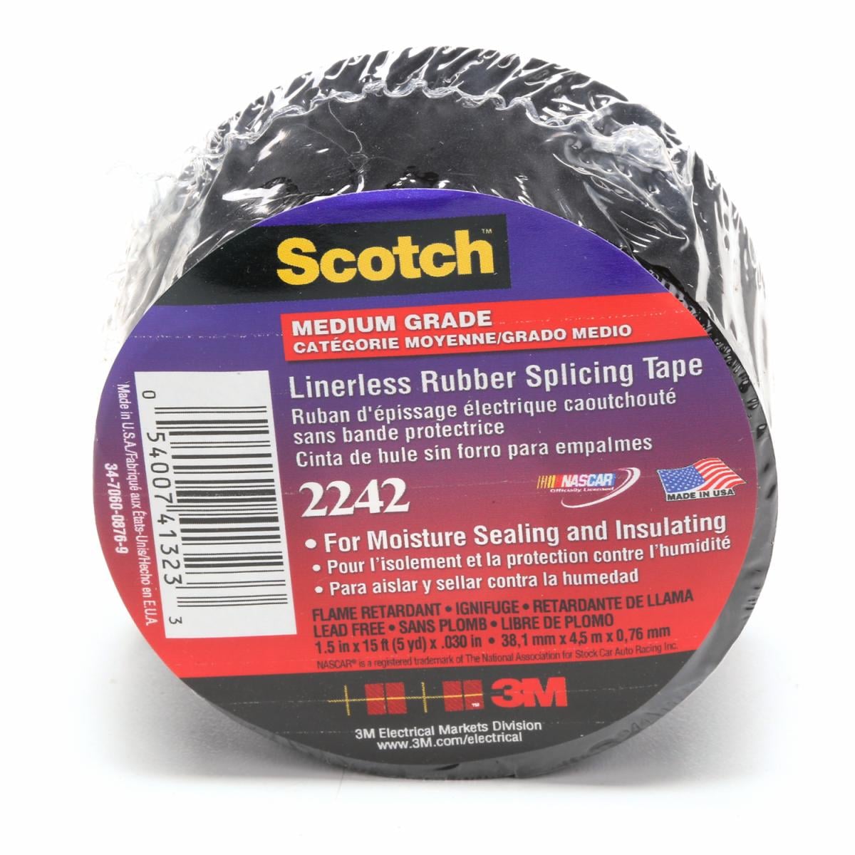 3M™ Linerless Electrical Rubber Tape 2242, 11/2 in x 15 ft, Black, 1