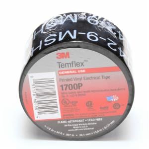 3M™ Temflex Mining-Grade Vinyl Electrical Tape 1700P, 1-1/2 in x 44 ft, Printed, Black, 1 roll/carton, 90 rolls/Case image 3M™ Temflex Mining-Grade Vinyl Electrical Tape 1700P, 1-1/2 in x 44 ft, Printed, Black, 1 roll/carton, 90 rolls/Caseimage