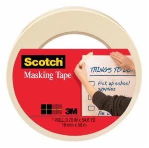 Scotch Masking Tape 3400-18AR-IN, .70 in x 54.6 yd (18 mm x 50 m) image Scotch Masking Tape 3400-18AR-IN, .70 in x 54.6 yd (18 mm x 50 m)image