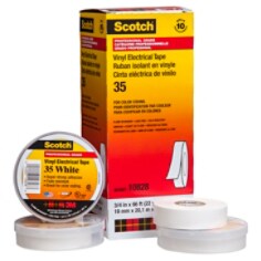 Scotch® Vinyl Color-Coding Electrical Tape 35, White, 10 Pack and Rolls