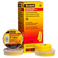 Scotch® Vinyl Color-Coding Electrical Tape 35, Yellow, 10 Pack and Rolls, Product Single Images