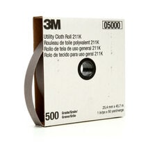 3M™ Utility Cloth Roll 211K, 1 in x 50 yd 500 J-weight