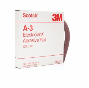Scotch Electrician’s Abrasive Roll A-3, 1 in x 25 yd, 120 J-weight, 10 ea/Caseimage