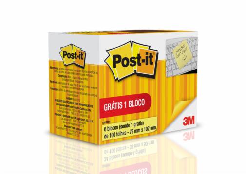 Bloco de Notas Adesivas Post-it® Amarelo - 6 Blocos