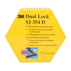 3M™ Dual Lock™ Återförslutningsbart Snabblås SJ-354D, Miniförpackning, Svart,  2 x 25 mm x 5 m ,4 rl/fp