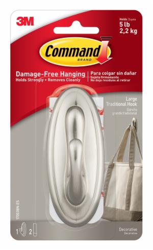 Command Traditional Hook 17053BN, Large, Brushed Nickel image Command Traditional Hook 17053BN, Large, Brushed Nickelimage