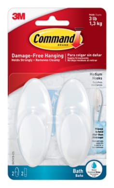 BATH18-ES Command(TM) Medium Bath Hooks w/Water-Resistant Strips