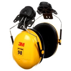 3M™ PELTOR™ Optime™ 98 Earmuffs, H9P3E, hard hat attached, 10 pairs per case