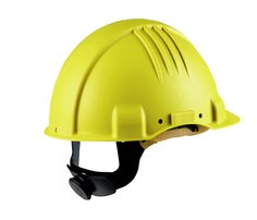 3M™ High Heat Helmet, Ratchet, Dielectric 440v, Leather Sweatband, Yellow, G3501M–GU