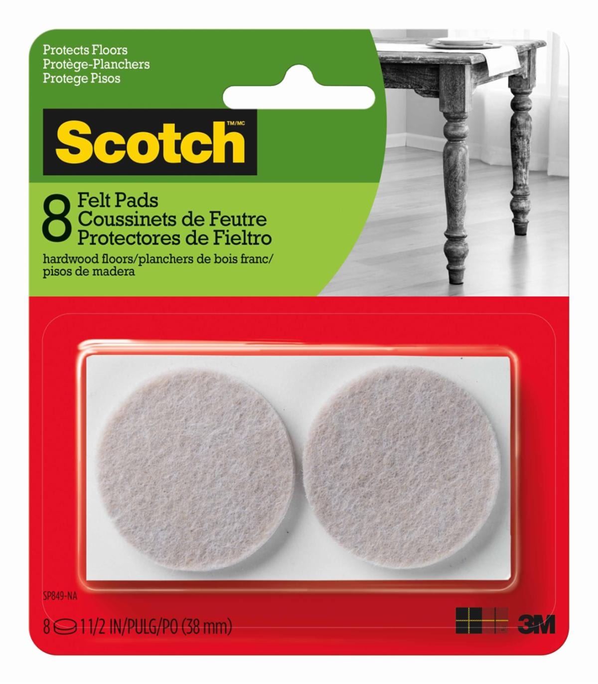 Scotch™ Round Felt Pads SP849NA, Beige, 15/8 in 3M Phillippines