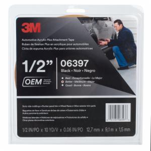 3M™ Automotive Acrylic Plus Attachment Tape 06397, Black, 1.52 mm, 1/2 in x 10 yd, 12 Roll/Case image 3M™ Automotive Acrylic Plus Attachment Tape 06397, Black, 1.52 mm, 1/2 in x 10 yd, 12 Roll/Caseimage