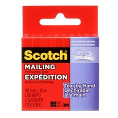 Scotch® Tear-By-Hand Packaging Tape, 3841C, 48 mm x 16 m