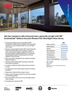 3M(TM) Scotchshield Window Film Ultra Night Vision Product Card